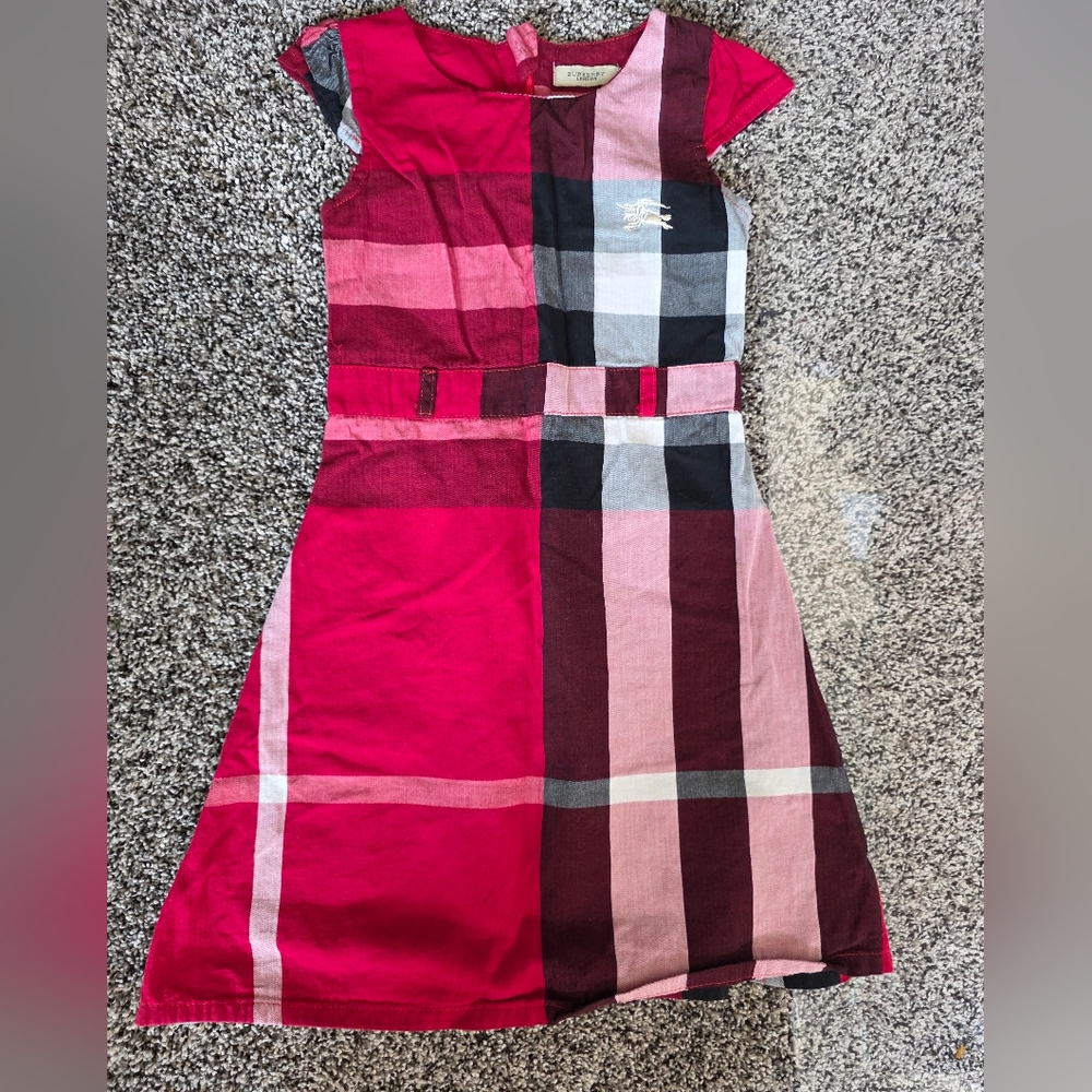 Burberry Kids Plaid Dress - Red, Black, and Pink